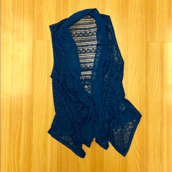 Bold & beautiful blue multi-fabric vest. - Picture 2 of 5